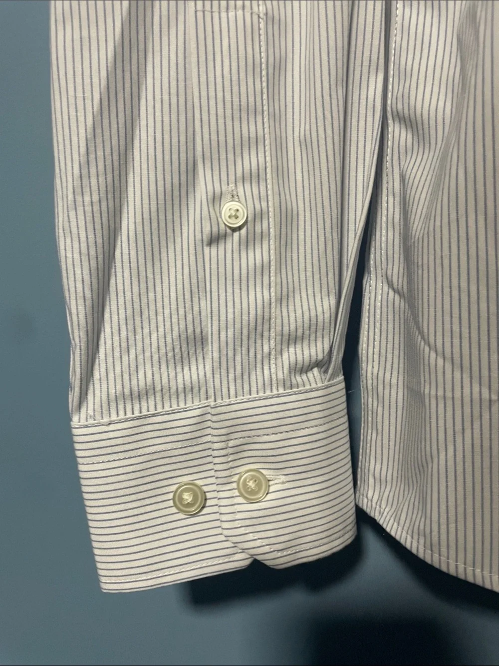 Banana Republic Men’s White Shirt with Blue Pinstripes